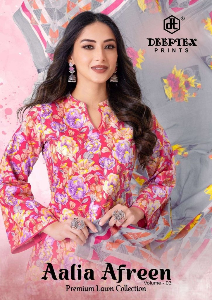 Deeptex Prints Aalia Afreen Vol- 3 series 3001 to 3008 Heavy Cotton Print Readymade Karachi Kurti Pant With Dupatta in wholesale surat