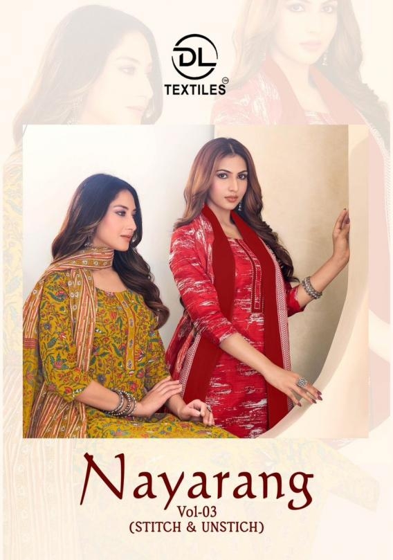dl textiles nayarang vol 3 series 3001 to 3010 fancy elegance full stitch suit in wholesale surat