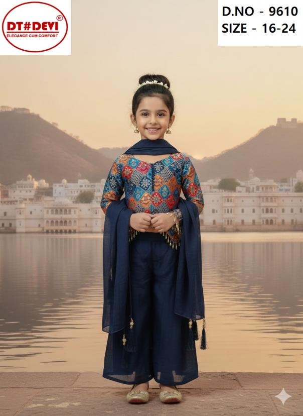 dt devi aryaa georgette 9610 readymade classic combo kids plazzo suit in wholesale surat