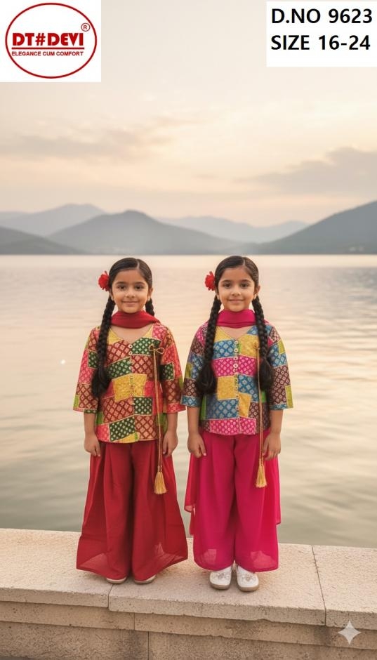 dt devi aryaa vol 2 georgette 9623 readymade kids combo set suit in wholesale surat