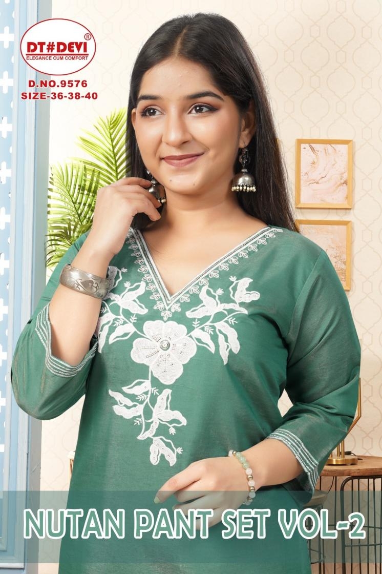 dt devi nutan vol 2 unique fully stitch roman shimmer 9576 combo kids suit in wholesale surat