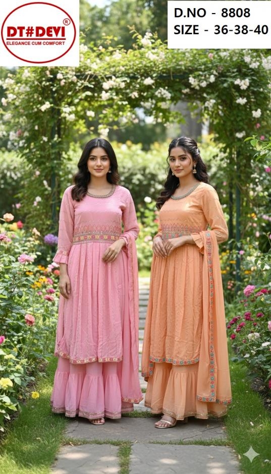 dt devi radhika readymade classic 8808 georgette combo kids sharara suit in wholesale surat