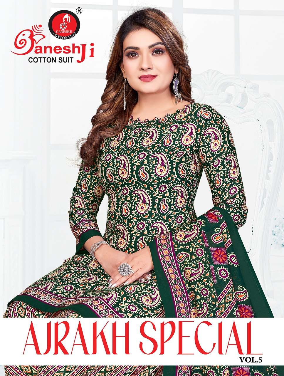 Ganeshji Ajrakh Special Vol-5 series 5001 to 5010 Soft Cotton Print salwar kameez in wholesale surat