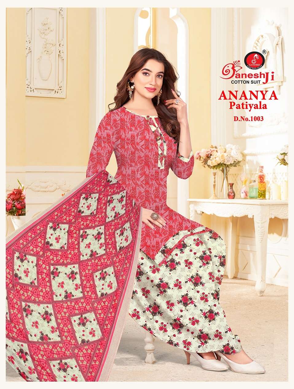 Ganeshji Ananya Patiyala Vol-1 series 1001 to 1008 Soft Cotton Exclusive Embroidery Work salwar kameez in wholesale surat