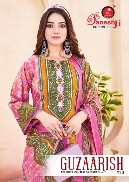 Ganeshji Guzarish Vol-3 series 3001 to 3008 Soft Cotton Printed Karachi style salwar kameez in wholesale surat