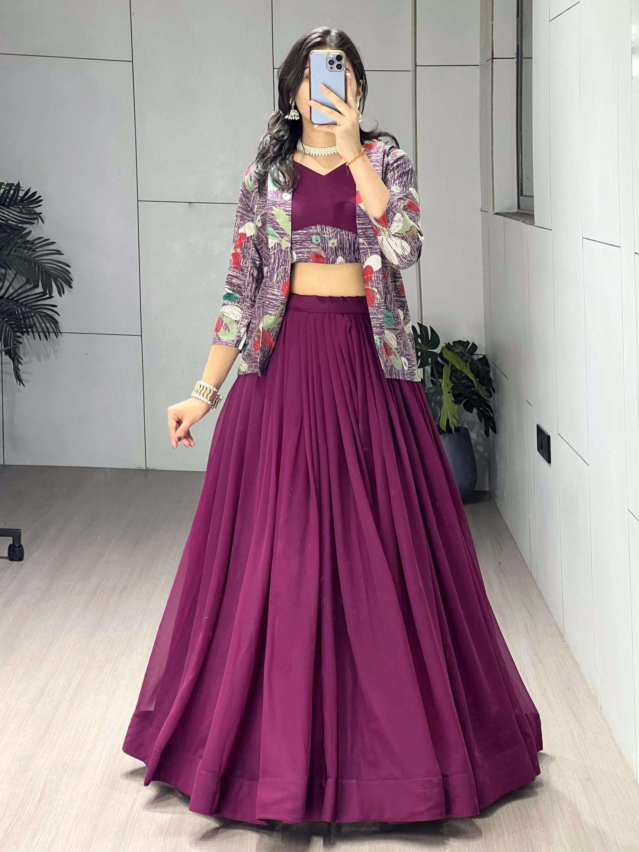 grtn8231 heavy georgette fully stitch best lehenga with koti in wholesale surat