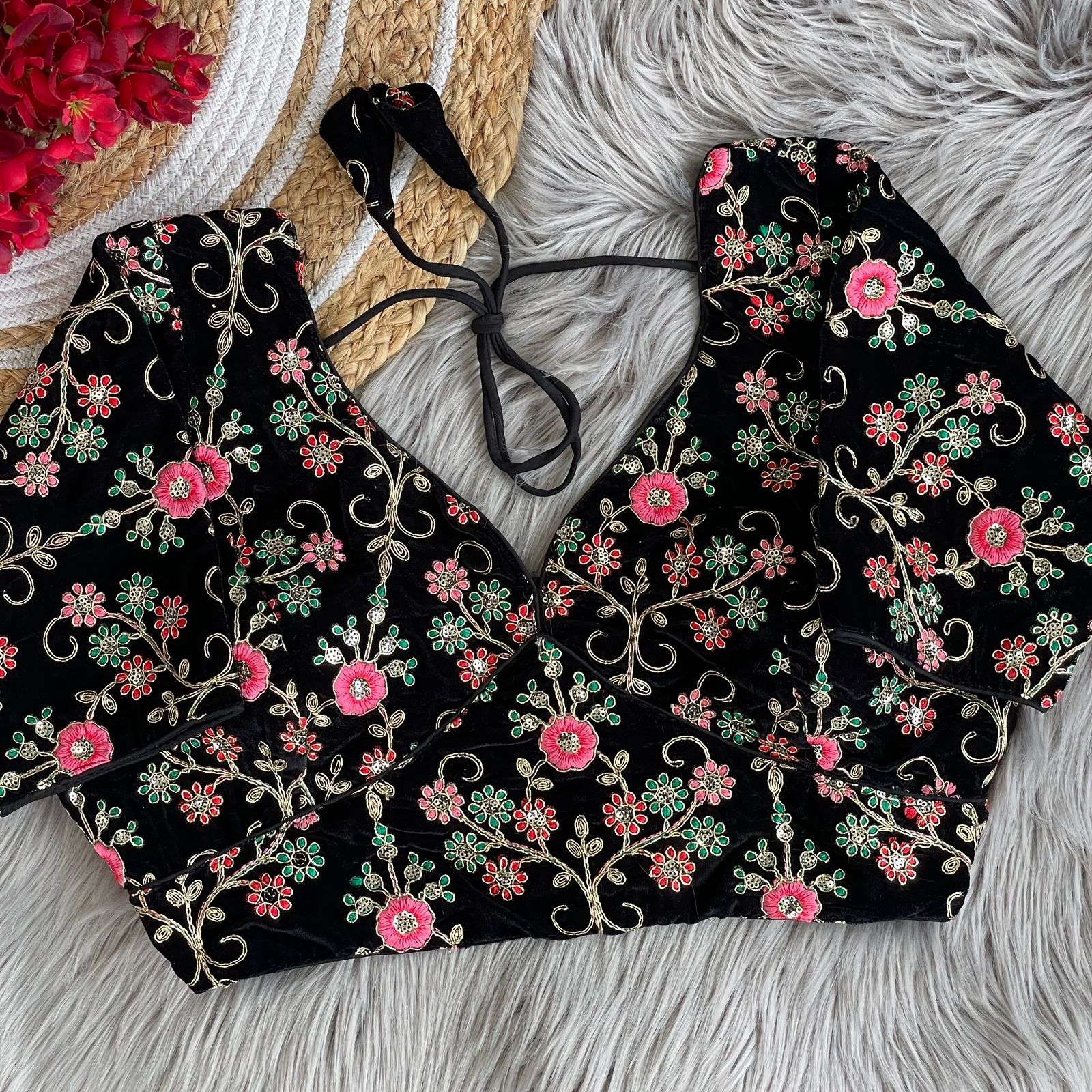 HKS FASHION 1015 Heavy Pure Soft Velvet With Tricot Fuising Heavy Embroidery HandWork blouse in wholesale surat