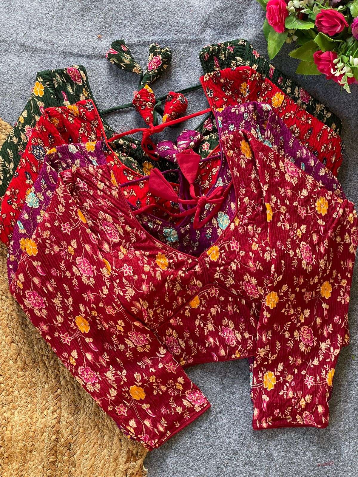 HKS FASHION Crush silk premium Kashmiri work full sleeves blouse in wholesale surat