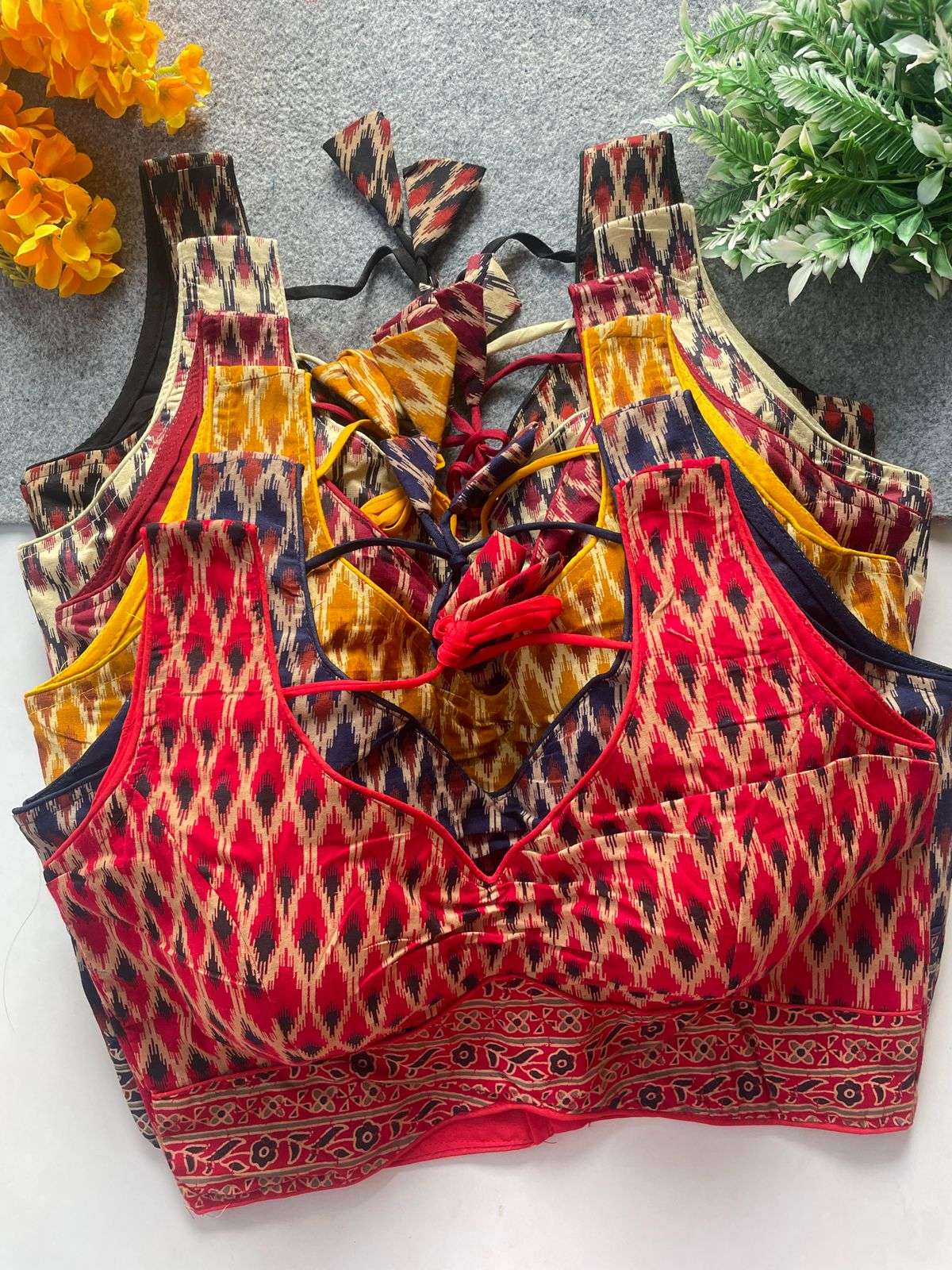 HKS FASHION SUMMER SPECIAL AJRAKH PRINTED PURE COTTON BLOUSES IN WHOLESALE SURAT