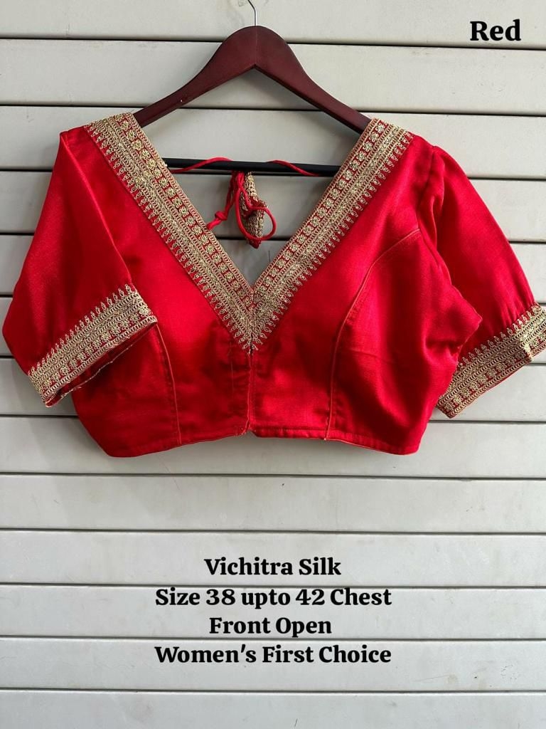 HKS FASHION Suta Lover Vichitra Silk Embroidery Coding n Sequence blouse in wholesale surat
