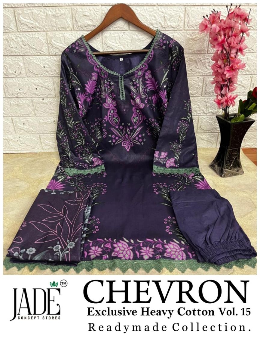 jade chevron exclusive heavy cotton vol 15 readymade cotton pakistani suits in wholesale surat