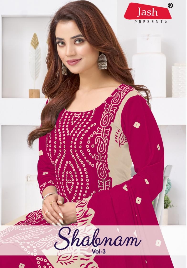 jash shabnam vol 3 series 3001 to 3010 fancy cotton salwar kameez in wholesale surat