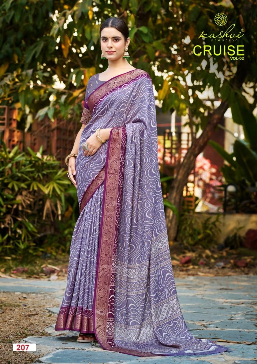 kashvi creation cruise vol 2 series 201 to 208 trendy marshmello silk sarees in wholesale surat
