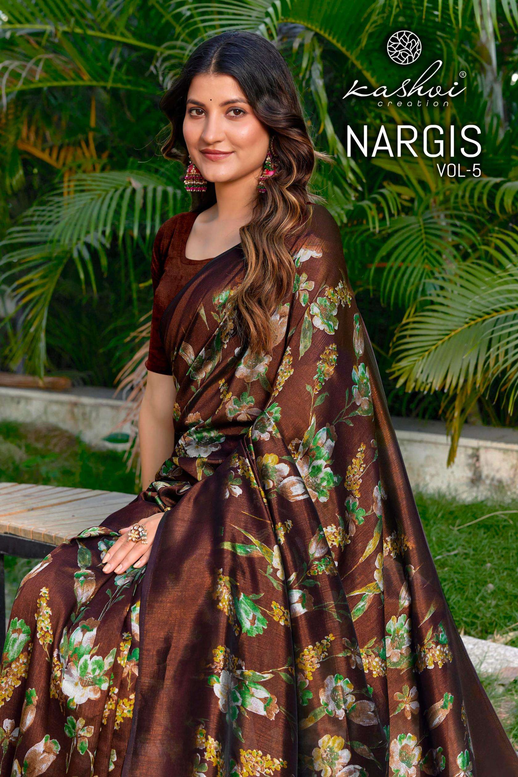 kashvi creation nargis vol 5 series 501 to 508 black vichitra saree in wholesale surat