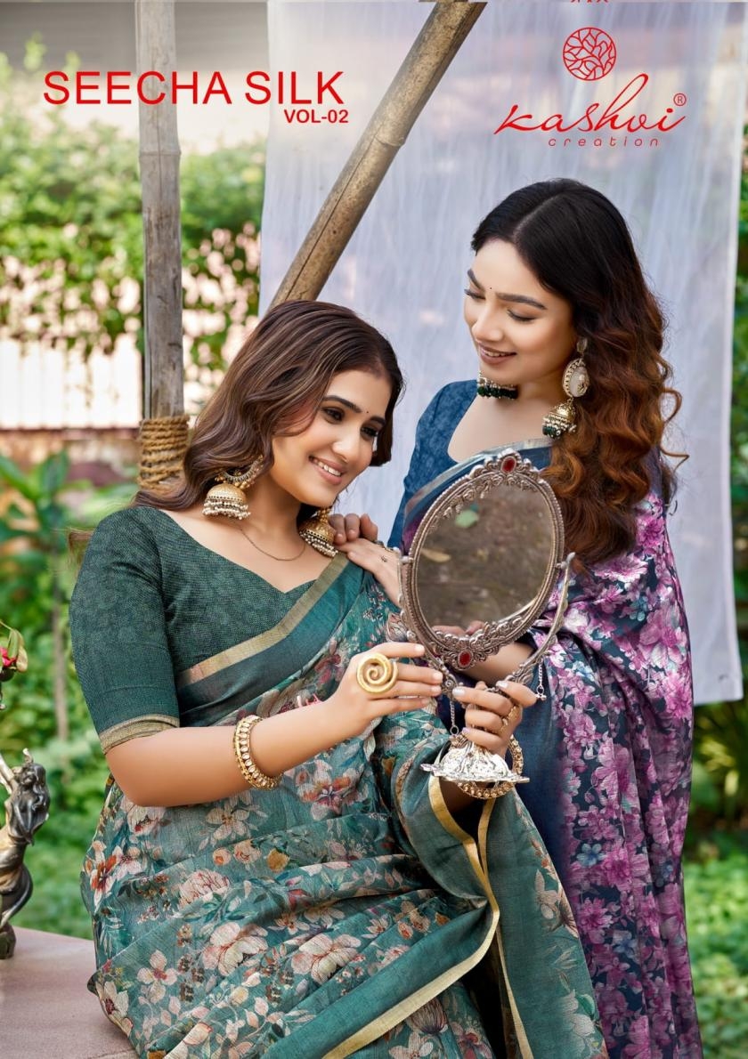 kashvi creation seecha silk vol 2 series 201 to 208 elegance erode silk saree in wholesale surat