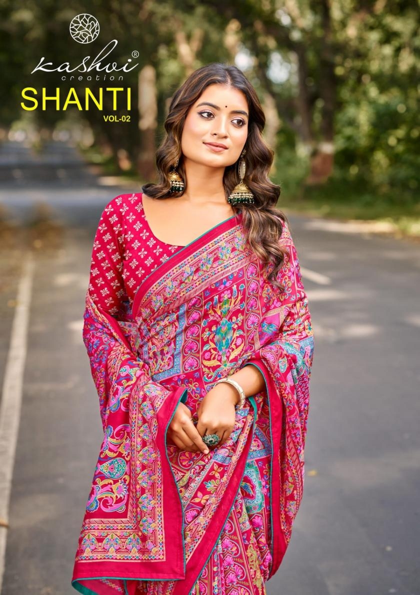 kashvi creation shanti vol 2 series 201 to 206 bright moss foil hit design sarees in wholesale surat