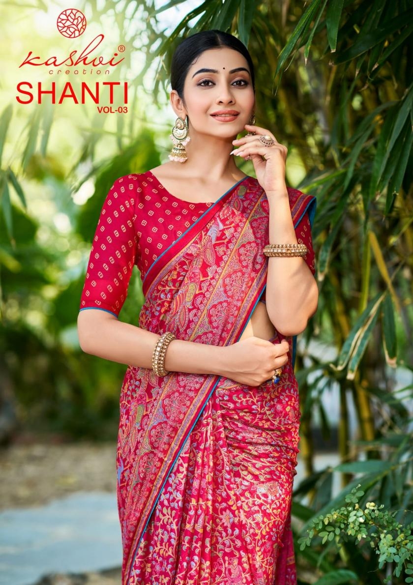 kashvi creation shanti vol 3 series 301 to 308 elegant style bright moss foil saree in wholesale surat