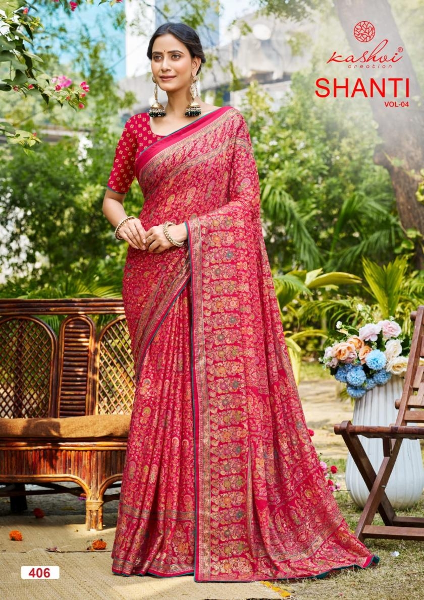 kashvi creation shanti vol 4 series 401 to 408 fancy bright moss best saree in wholesale surat