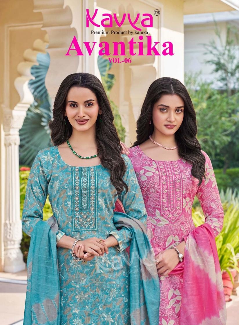 kavya avantika vol 6 series 6001 to 6010 capsule foil print readymade salwar kameez in wholesale surat