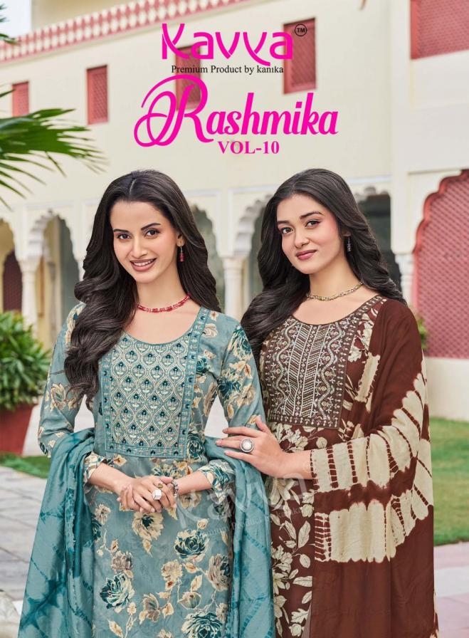 kavya rashmika vol 10 series 10001 to 10010 rayon readymade classic suit in wholesale surat