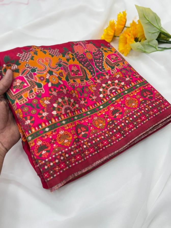 kc 348 soft rajwadi pashmina silk weaving shop trendy sarees in wholesale surat