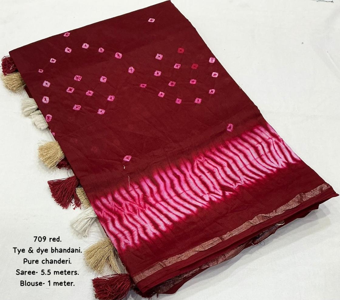 kc 709 amazing magic bhandani chanderi saree in wholesale surat