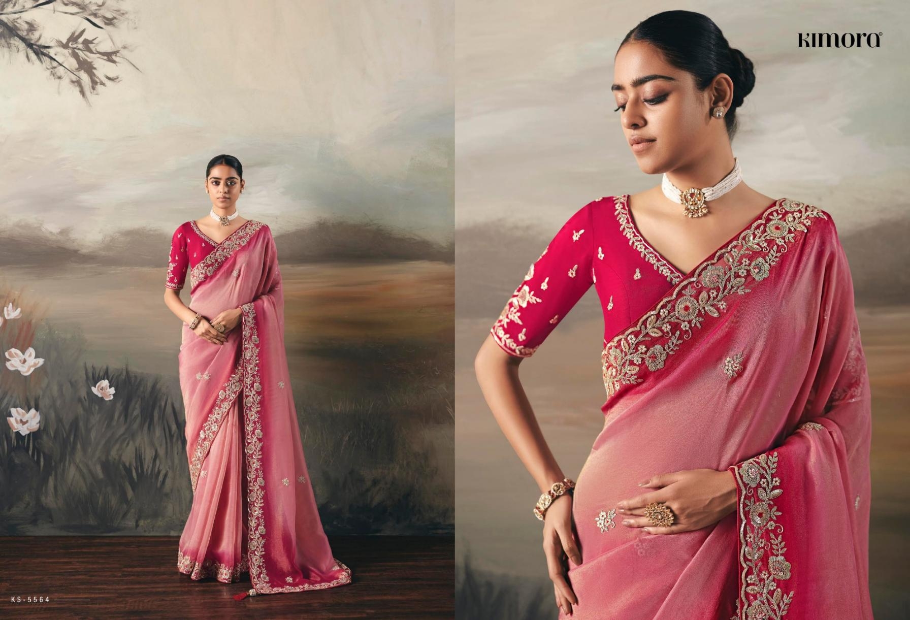 kimora silsila 5561-5571 premium tissue zari occasion wear sarees in wholesale surat