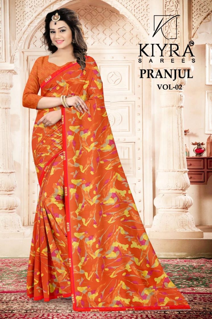 kiyra pranjul vol 1 series 01 to 06 georgette casual sarees in wholesale surat
