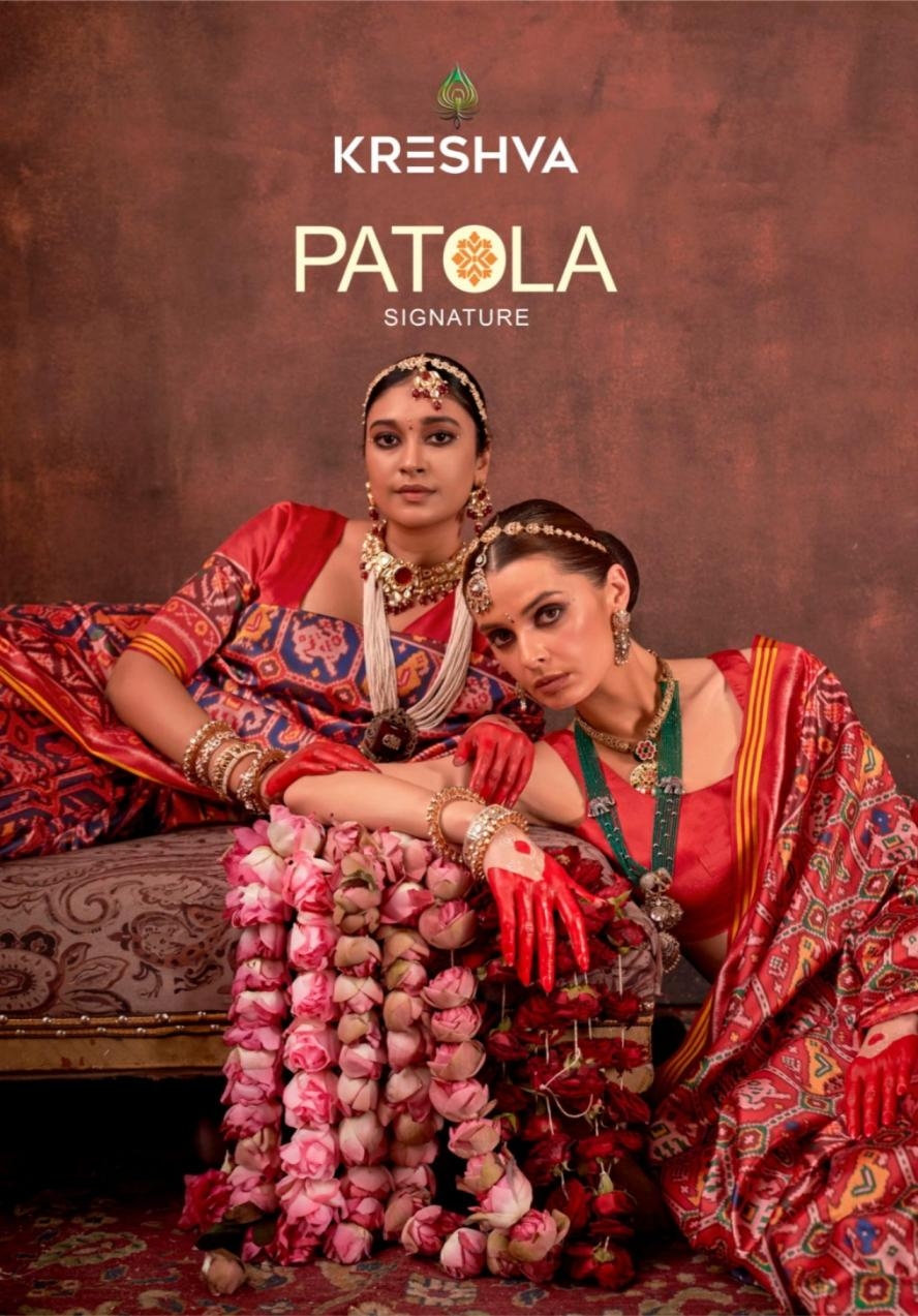 kreshva patola series P-085 TO P-088 signature twill silk traditional sarees in wholesale surat