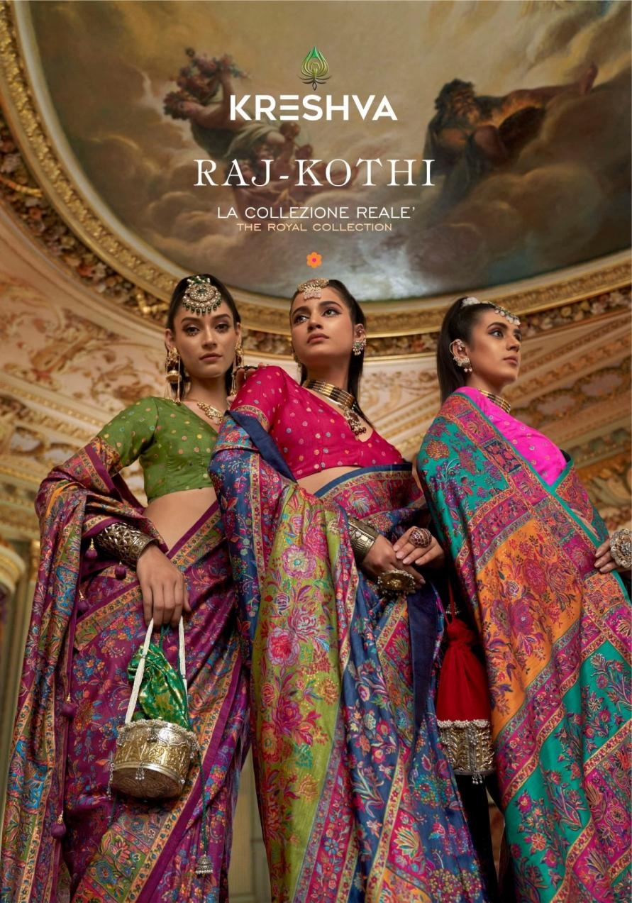 kreshva raj kothi silk series 4348-4356 stylish saree in wholesale surat