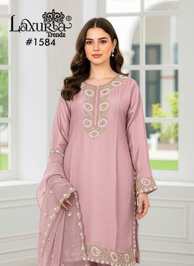 laxuria trendz 1584 imported satin readymade pakistani suit in wholesale surat