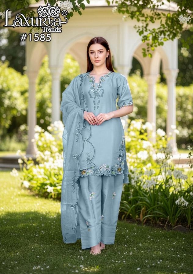 laxuria trendz 1585 roman glass fully stitch modern pakistani suit in wholesale surat