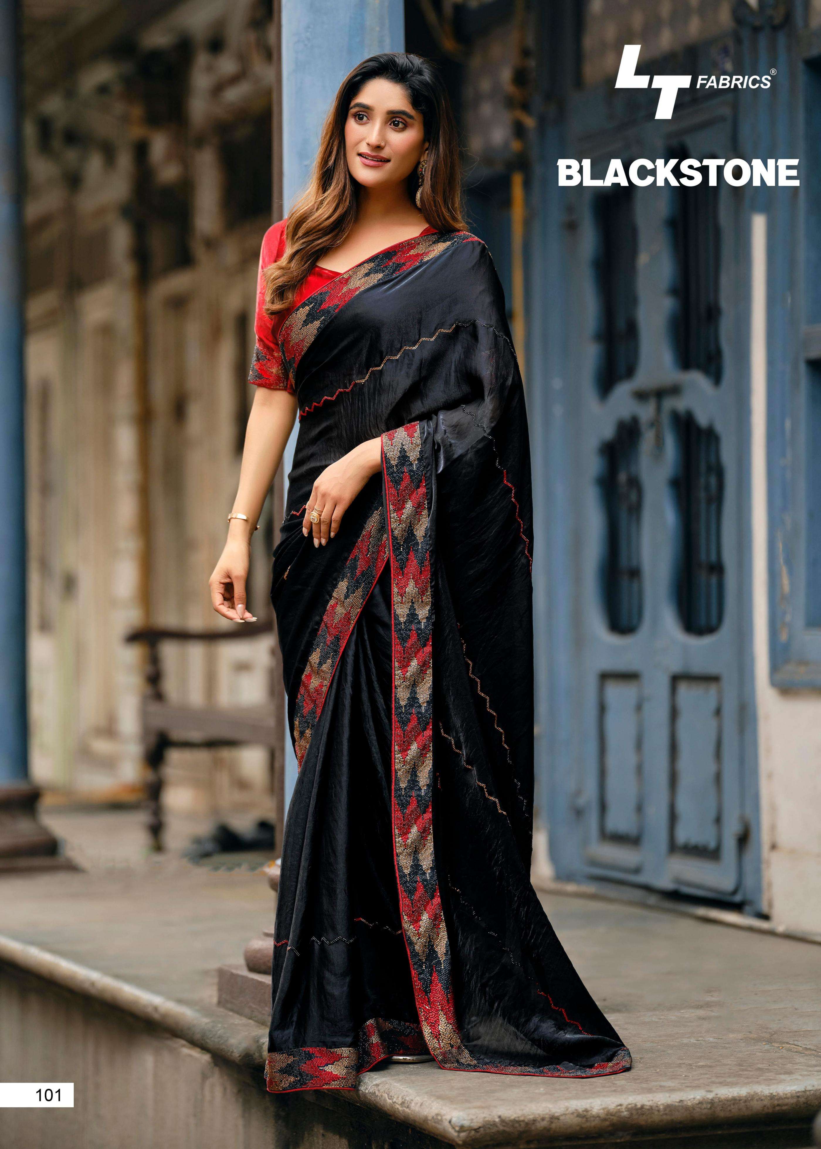 lt fashion black stone 101 malai silk party wear saree in wholesale surat