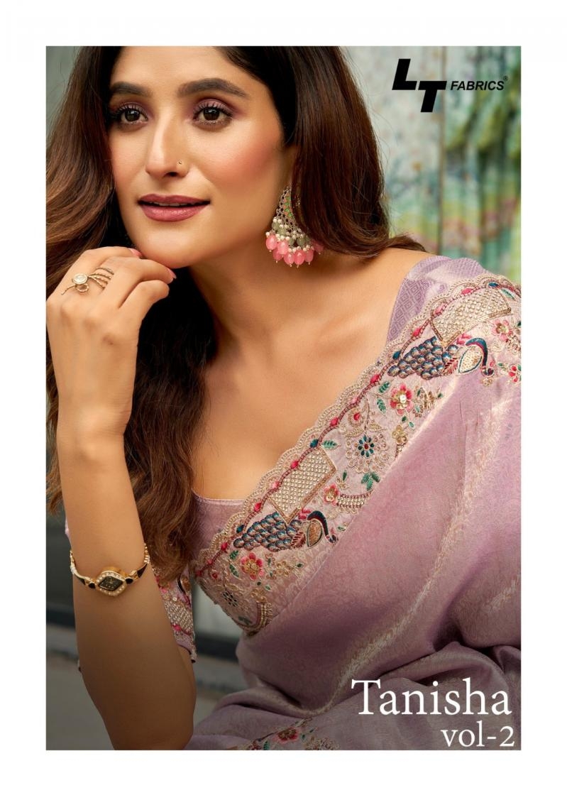lt fashion tanisha vol 2 series 201 to 205 heavy border designer sarees in wholesale surat