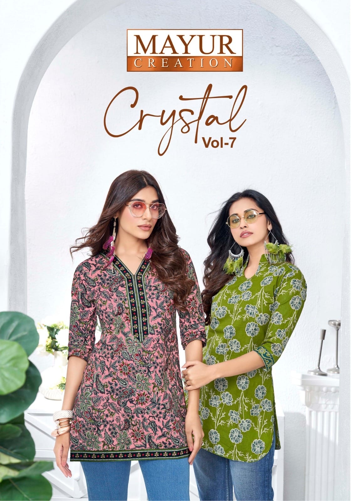 Mayur Crystal Vol-7 series 7001 to 7012 Pure Cotton Printed Short Tops in wholesale surat