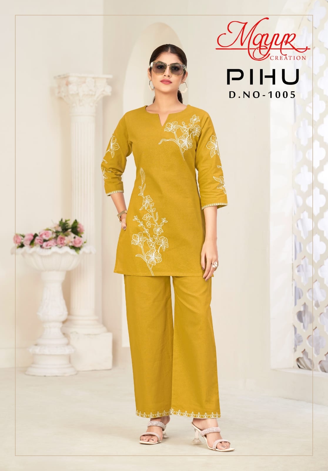 Mayur Pihu Vol-1 series 1001 to 1006 Heavy Flex Cotton With Embroidery Thread Work Cord Set in wholesale surat