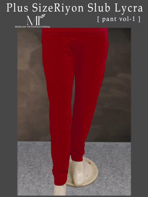 moksh plus size lycra pant vol 1 series 8691 to 8695 riyon slub pant in wholesale surat