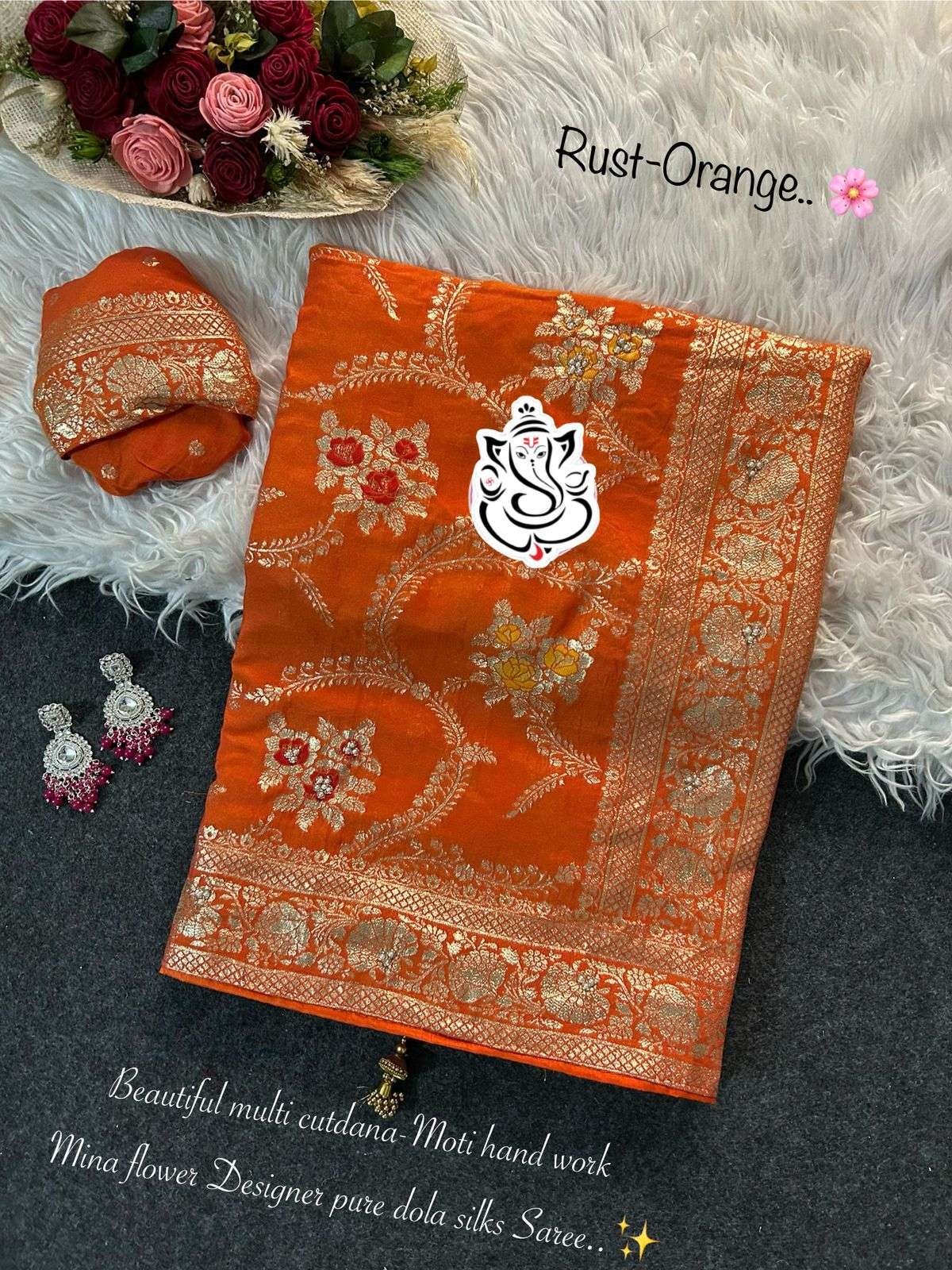 MS BRAND Pure Dola Silk Mina jari flower saree in wholesale surat