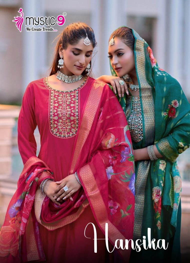 mystic9 hansika vol 3 series 3001 to 3008 readymade amazing gadhval suit in wholesale surat
