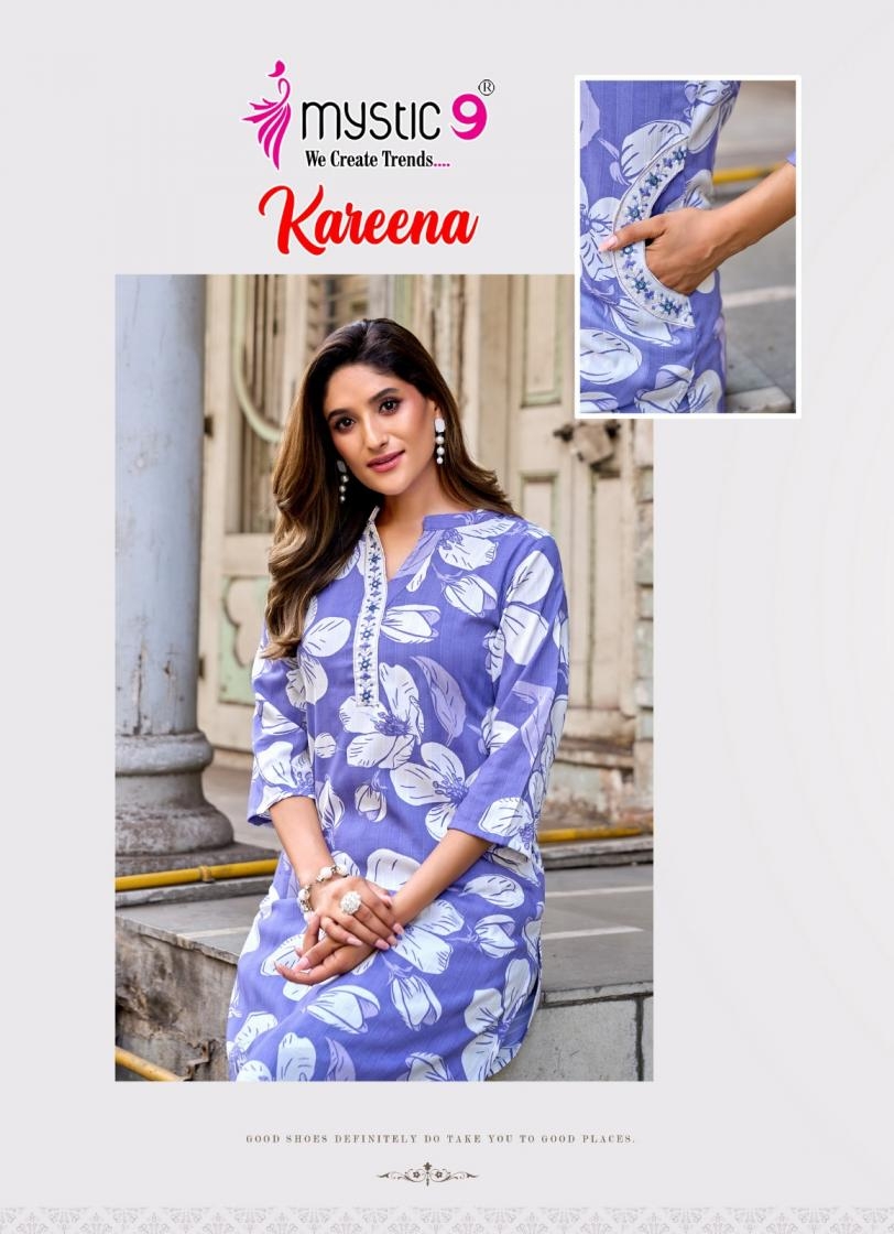 mystic9 kareena vol 2 series 2001 to 2010 rayon katha print stitched coord set in wholesale surat