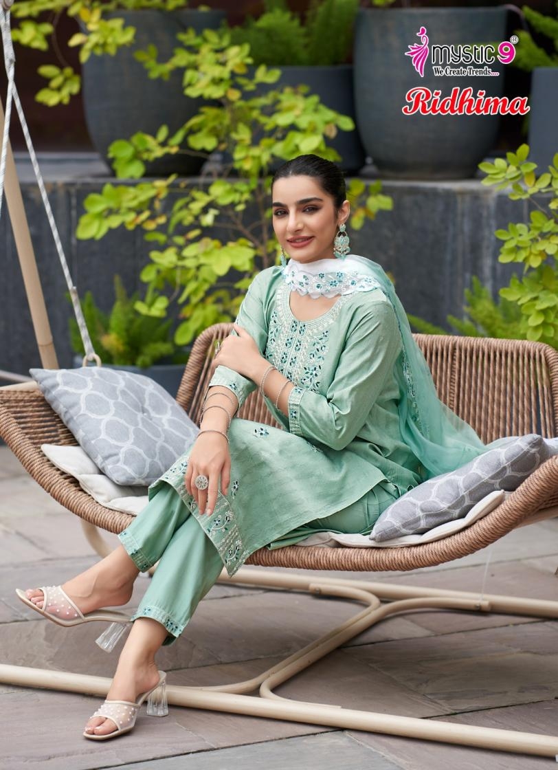 mystic9 ridhima vol 1 series 1001 to 1008 vertican dobby readymade stylish suit in wholesale surat