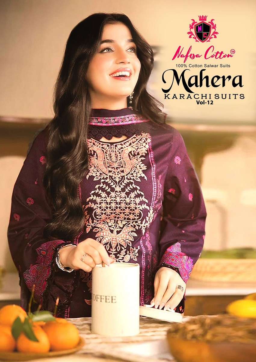 Nafisa Mahera Vol-12 series 12001 to 12006 Soft Cotton Print Karachi salwar kameez ion wholesale surat