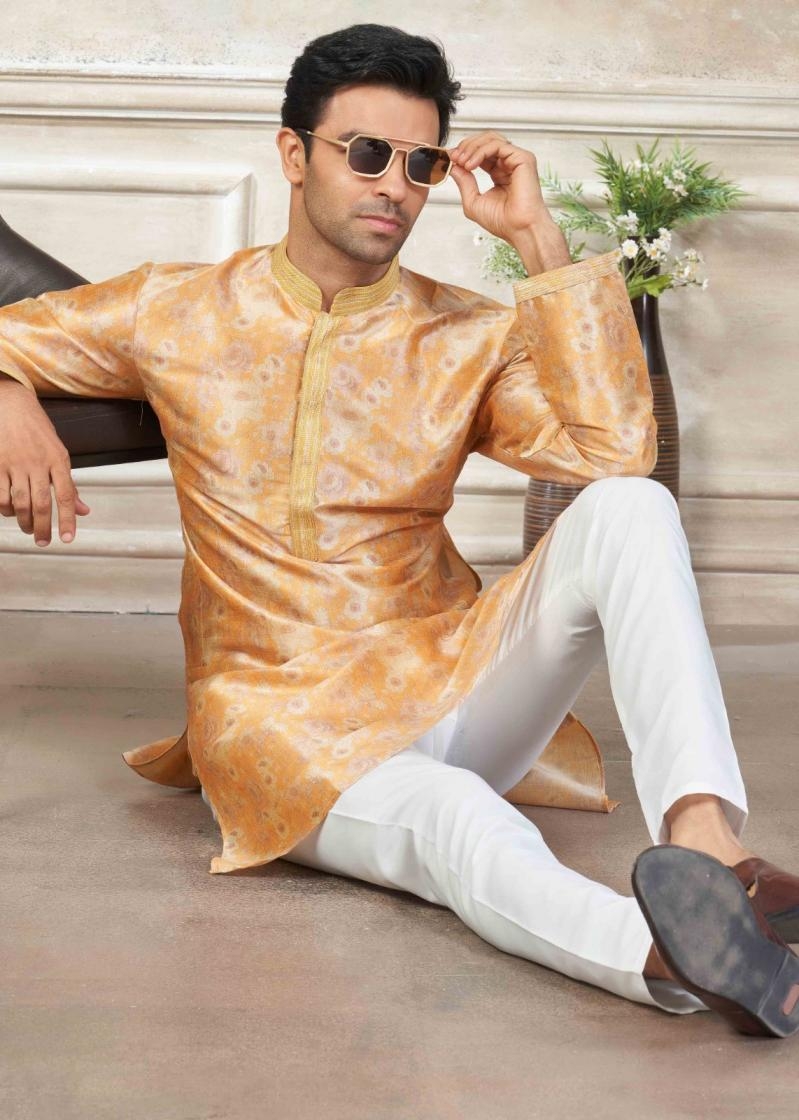 outluk wedding vol 40 silk digital print readymade stylish mens kurta pajama in wholesale surat