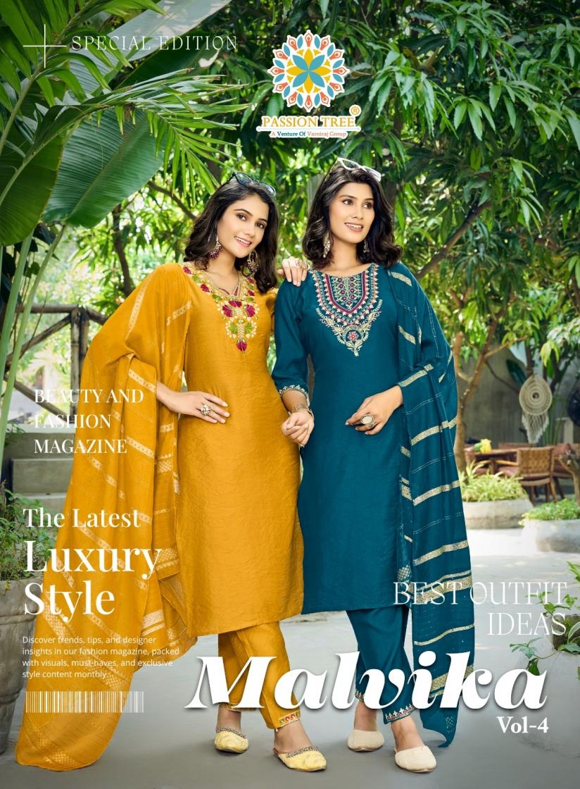 passion tree malvika vol 4 series 4001 to 4007 vetican readymade stylish suit in wholesale surat