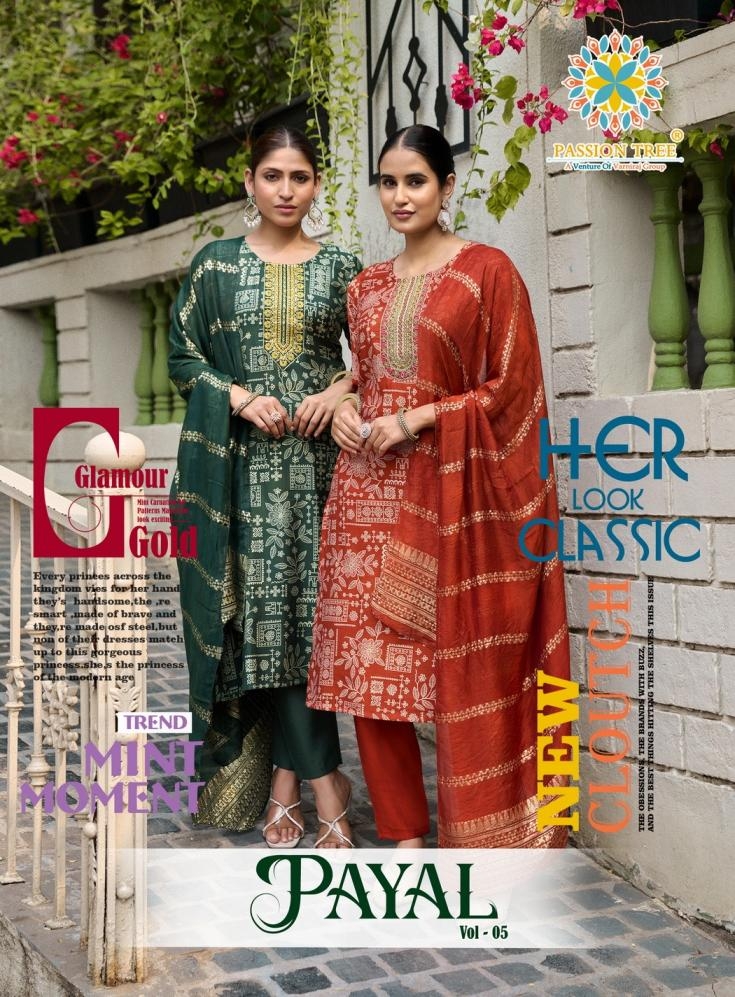 passion tree payal vol 5 series 5001 to 5008 vetican readymade big size suit in wholesale surat