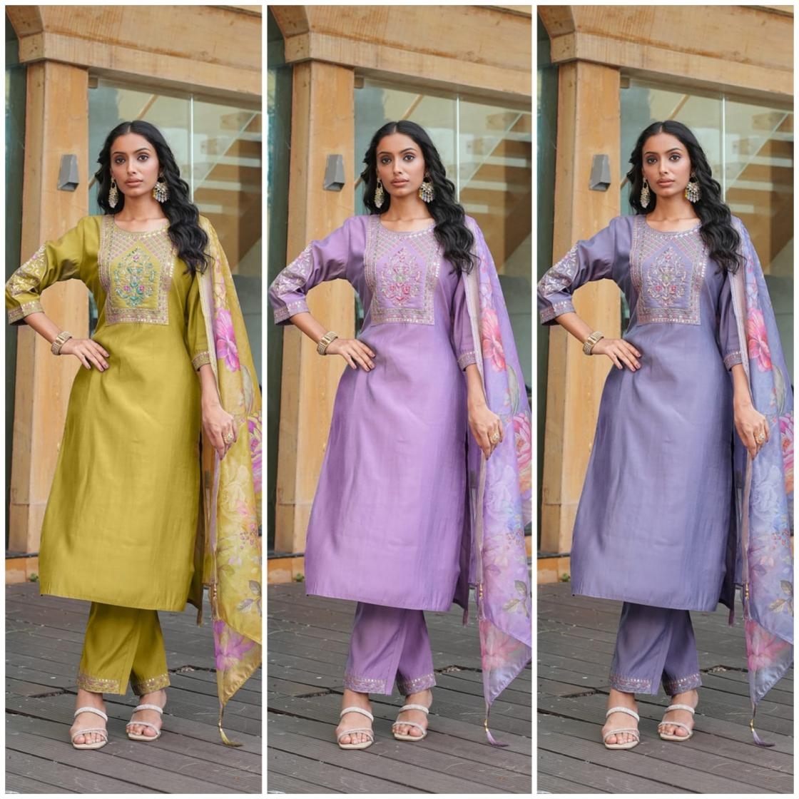 PR 9STAR FASHION RIWAYAT HIT PREMIUM COTTON SILK WITH EMBRODERY WORK FANCY DESIGNER READYMADE SUITS IN WHOLESALE SURAT