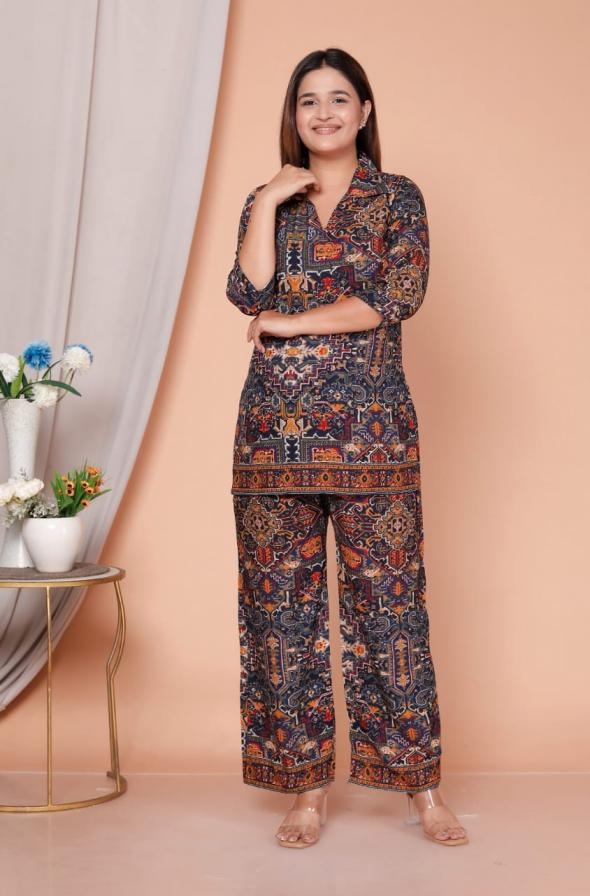 PR 9STAR FASHION ZISA RAYON WITH DIGITAL PRINT FANCY DESIGNER CO-ORD SET IN WHOLESALE SURAT