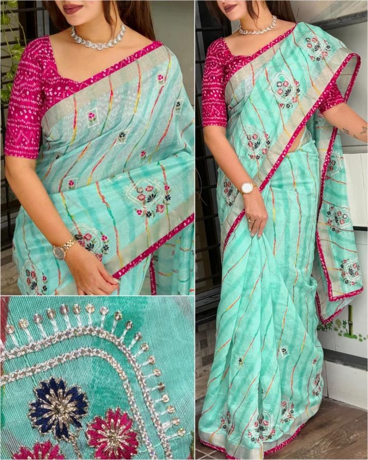 pr cotton lehriya print stylish saree best in wholesale surat