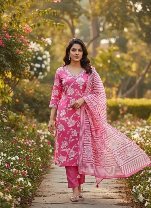 pr jaipuri cotton embroidery work readymade stylish combo suit in wholesale surat