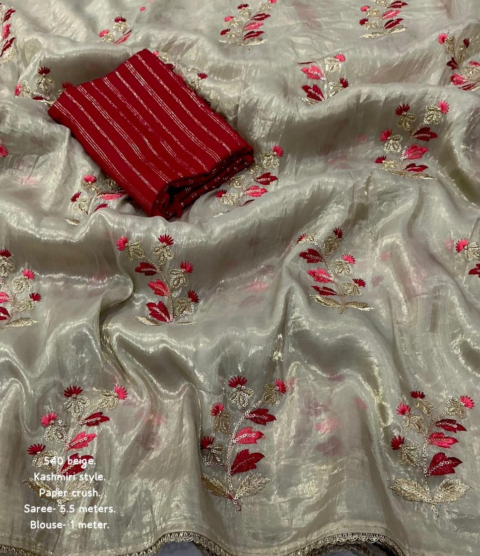 pr kc 540 attractive kashmiri crush saree in wholesale surat